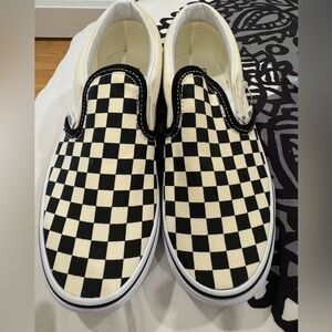 Kids vans classic slip ons checkerboard size 3 NIB